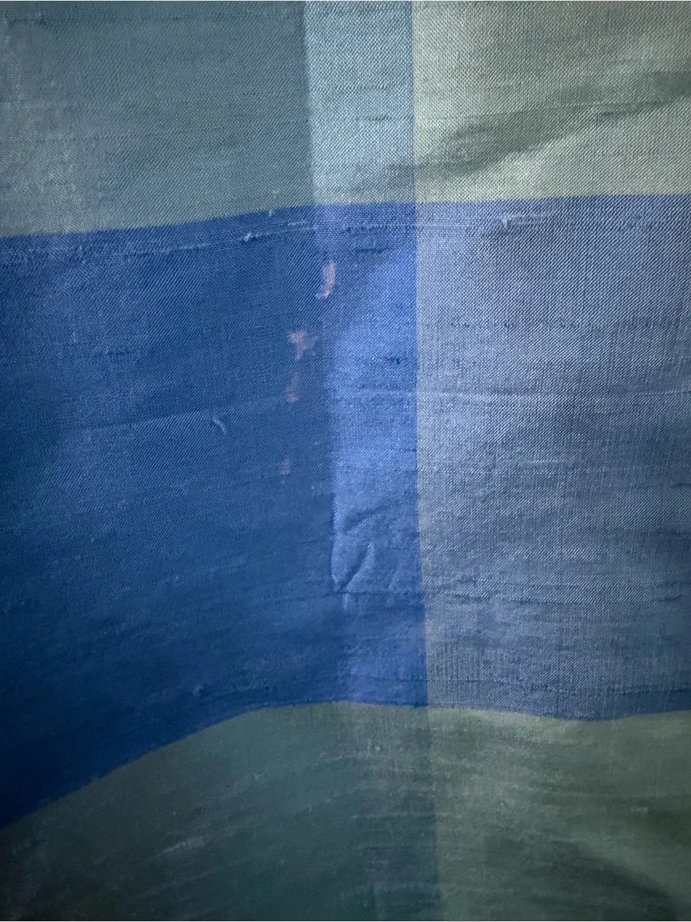 Pottery Barn Blue Silk Block Table Runner 16 x 108